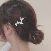 Ins Style Letter Flower Butterfly Imitation Pearl Alloy Plating Inlay Rhinestones Hair Clip main image 4