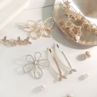 Ins Style Letter Flower Butterfly Imitation Pearl Alloy Plating Inlay Rhinestones Hair Clip main image 3