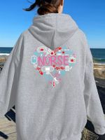 Women's Hoodie Long Sleeve Hoodies & Sweatshirts Printing Pocket Mama Simple Style Letter Heart Shape main image 4