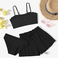 Girl's Simple Style Solid Color 3 Piece Set Bikinis main image 5