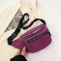 Women's Vintage Style Solid Color Corduroy Waist Bags sku image 5