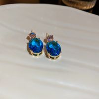 1 Pair Simple Style Water Droplets Copper Inlay Zircon Drop Earrings sku image 1