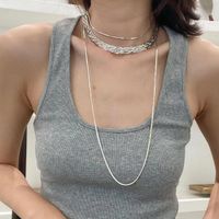 Stainless Steel 18K Gold Plated White Gold Plated Simple Style Plating Solid Color Layered Necklaces main image 5