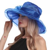 امرأة أنيق اللون الصامد زهور طنف واسعة قبعة فيدورا sku image 3