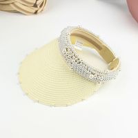 Women's Vacation Solid Color Pearl Wide Eaves Sun Hat sku image 1