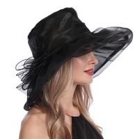 امرأة أنيق اللون الصامد زهور طنف واسعة قبعة فيدورا main image 1