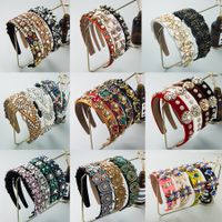 Vintage Style Baroque Style Flower Cloth Inlay Rhinestones Glass Hair Band main image 1