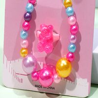 Cute Sweet Bear Butterfly Beaded Plastic Resin Girl's Rings Bracelets Ear Studs main image 5