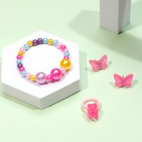 Cute Sweet Bear Butterfly Beaded Plastic Resin Girl's Rings Bracelets Ear Studs main image 3