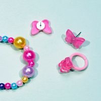 Cute Sweet Bear Butterfly Beaded Plastic Resin Girl's Rings Bracelets Ear Studs main image 2