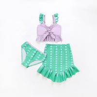 New Girls' Two-piece Swimsuit Fish Scale Skirt Swing Three-piece Baby Girl Swimsuit Comfortable High Elastic High Quality Swimsuit main image 5