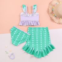 New Girls' Two-piece Swimsuit Fish Scale Skirt Swing Three-piece Baby Girl Swimsuit Comfortable High Elastic High Quality Swimsuit main image 3