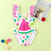 New Girl's Swimsuit One-piece Embroidered Flounced Children's Swimwear Baby Girl High Quality Comfortable High Elastic Swimsuit sku image 1