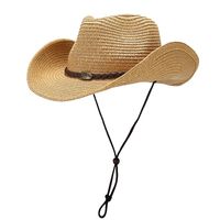 Unisex Vacation Stripe Solid Color Straw Hat main image 5