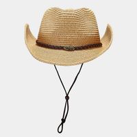 Unisex Vacation Stripe Solid Color Straw Hat main image 2