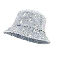 Women's Casual Simple Style Flower Embroidery Curved Eaves Bucket Hat main image 4