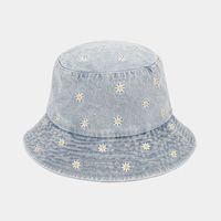 Women's Casual Simple Style Flower Embroidery Curved Eaves Bucket Hat main image 2