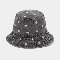Women's Casual Simple Style Flower Embroidery Curved Eaves Bucket Hat sku image 2