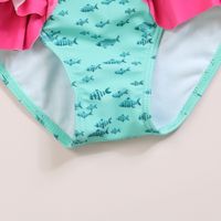 New Girl's One-piece Swimming Suit Cute Lotus Leaf Flamingo Baby Girl Comfortable High Elastic High Quality Swimwear main image 4