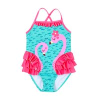 New Girl's One-piece Swimming Suit Cute Lotus Leaf Flamingo Baby Girl Comfortable High Elastic High Quality Swimwear main image 3