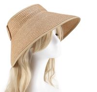 امرأة عطلة شاطئ بحر اللون الصامد طنف واسعة قبعة من القش main image 3