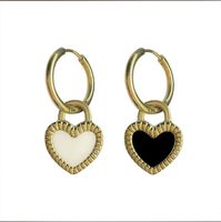 Simple Style Heart Shape Titanium Steel Patchwork Drop Earrings main image 4