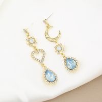 Simple Style Heart Shape Alloy Plating Inlay Artificial Gemstones Women's Drop Earrings main image 3