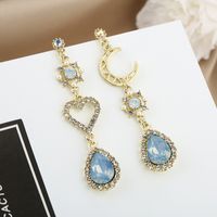 Simple Style Heart Shape Alloy Plating Inlay Artificial Gemstones Women's Drop Earrings main image 1