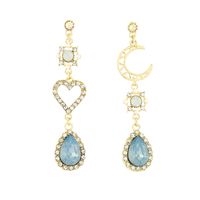 Simple Style Heart Shape Alloy Plating Inlay Artificial Gemstones Women's Drop Earrings main image 5
