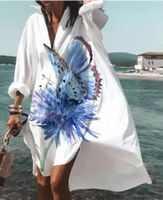 Women's Shirt Dress Casual Turndown Printing Long Sleeve Flower Above Knee Outdoor main image 2