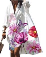 Women's Shirt Dress Casual Turndown Printing Long Sleeve Flower Above Knee Outdoor main image 3