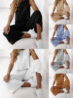 Women's Casual Solid Color Cotton And Linen Pants Sets main image 5