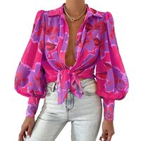 Women's Blouse Long Sleeve Blouses Printing Sexy Color Block main image 5