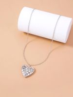 Wholesale Jewelry Casual Classic Style Heart Shape Titanium Alloy Silver Plated Pendant Necklace main image 3