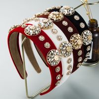 Vintage Style Baroque Style Flower Cloth Inlay Rhinestones Glass Hair Band main image 5
