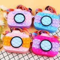 Girl's Silica Gel Color Block Camera Cute Square Zipper Crossbody Bag sku image 6