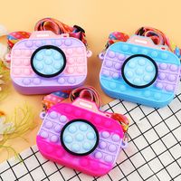 Girl's Silica Gel Color Block Camera Cute Square Zipper Crossbody Bag main image 2