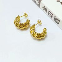 1 Pair Simple Style C Shape Plating Titanium Steel Ear Studs main image 5