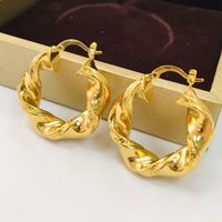1 Pair Ins Style Twist Copper Plating 18k Gold Plated Earrings main image 4