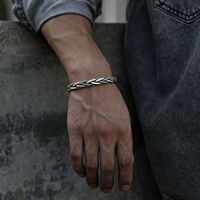 Retro Geometric Copper Plating Silver Plated Men's Cuff Bracelets sku image 1