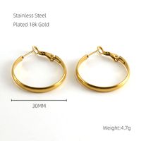 1 Pair Retro Simple Style Round Plating Stainless Steel Titanium Steel 18K Gold Plated Hoop Earrings sku image 1
