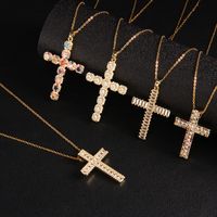 Glam Cross Copper Zircon Pendant Necklace In Bulk main image 4