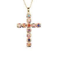 Glam Cross Copper Zircon Pendant Necklace In Bulk main image 5