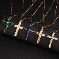 Glam Cross Copper Zircon Pendant Necklace In Bulk main image 2