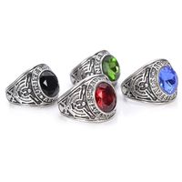 Hip-Hop Retro Geometric Titanium Steel Inlay Glass 18K Gold Plated Men'S Rings sku image 2