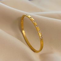 Simple Style Solid Color Titanium Steel Plating Inlay Zircon Bangle main image 3