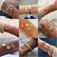 Vintage Style Punk Simple Style Moon Leaves Arrow Stainless Steel Alloy Plating Inlay Artificial Diamond Rhinestones Gold Plated Silver Plated Bracelets Bangle main image 1
