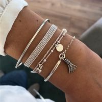 Vintage Style Punk Simple Style Moon Leaves Arrow Stainless Steel Alloy Plating Inlay Artificial Diamond Rhinestones Gold Plated Silver Plated Bracelets Bangle sku image 2