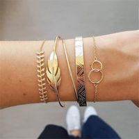 Vintage Style Punk Simple Style Moon Leaves Arrow Stainless Steel Alloy Plating Inlay Artificial Diamond Rhinestones Gold Plated Silver Plated Bracelets Bangle sku image 7