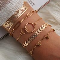 Vintage Style Punk Simple Style Moon Leaves Arrow Stainless Steel Alloy Plating Inlay Artificial Diamond Rhinestones Gold Plated Silver Plated Bracelets Bangle sku image 11